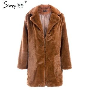 Simplee faux fur trench coat